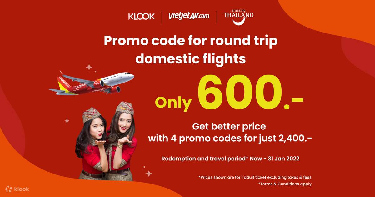 [Special Deal] Thai VietJet Air Promo codes for Domestic Route Klook